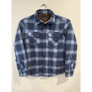 Jachs NY Mens Blue Buffalo Plaid Sherpa Lined Flannel Shirt Jacket Wool Blend M